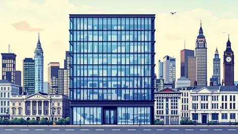 Modern office building glass facade london dublin city skylines business growth