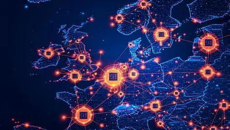 Illustration interconnected data centers network expansion uk germany europe