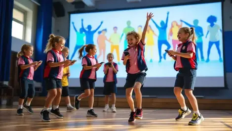 Australian schoolkids motion tracking gym game active play fun