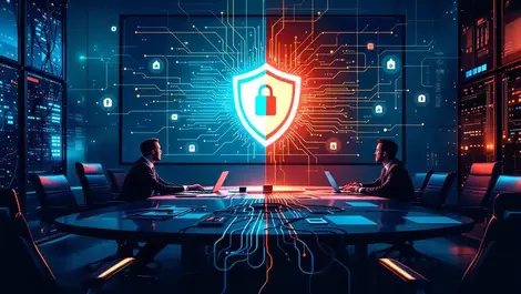 Split boardroom execs vs stressed engineers ai data leak scene