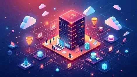 Editorial corporate data center cloud linked secure workflows dashboard integration center