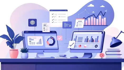 Modern financial ops desk two linked dashboards reconciliation